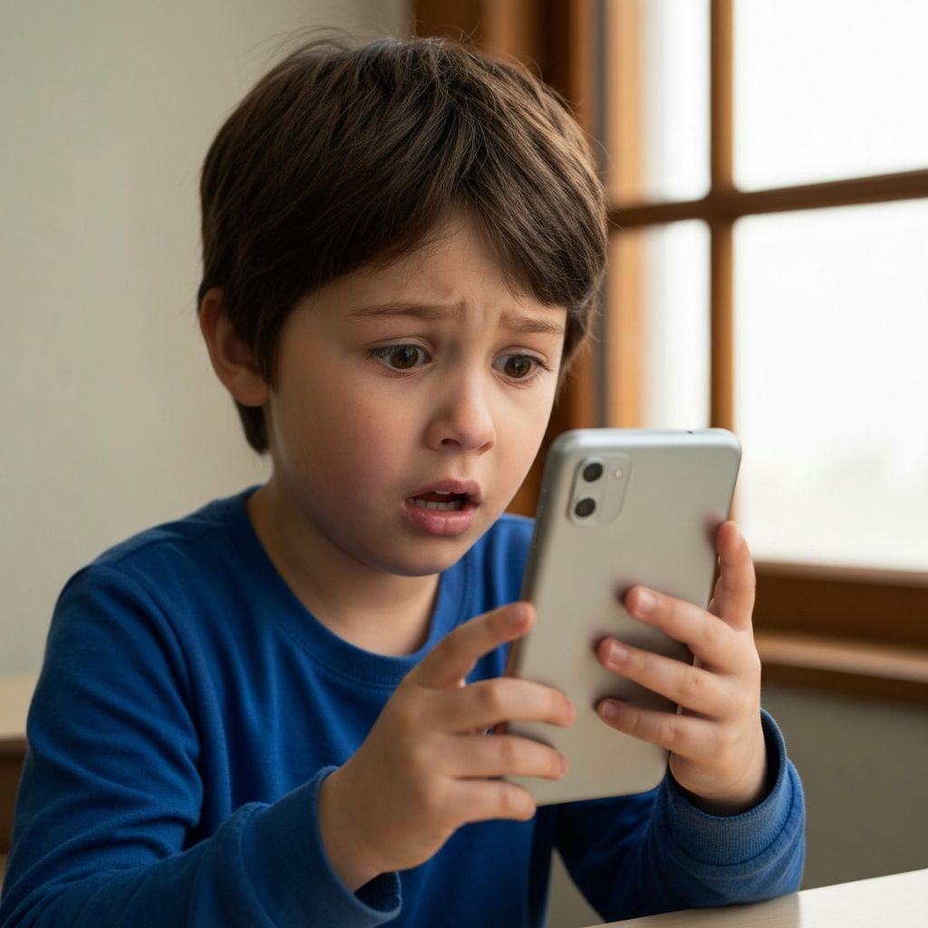 Criança usando celular