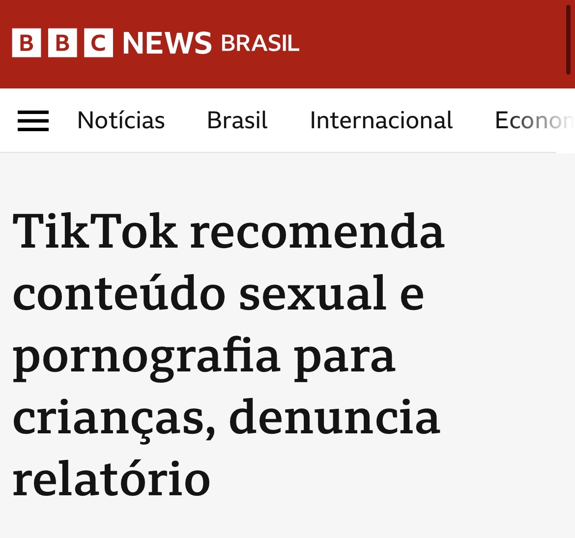 Notícia BBC News Brasil sobre TikTok